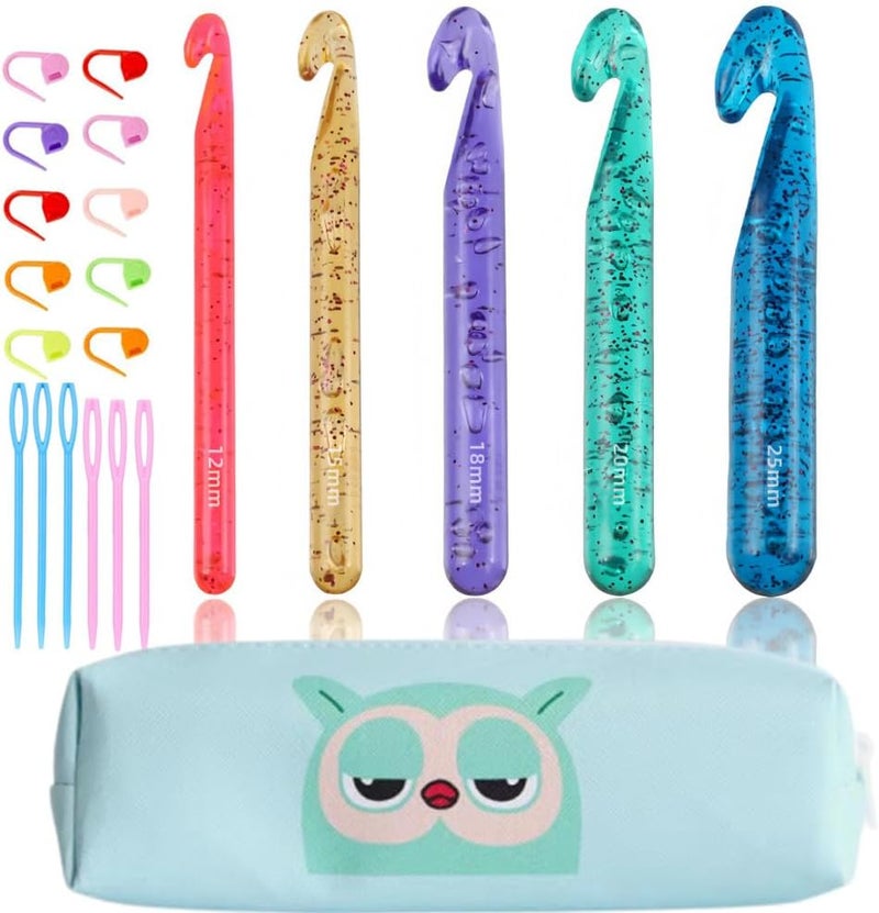 ZICALSO Large Crochet Hooks,25mm 20mm 18mm 15mm 12mm Crochet Hooks for Chunky Yarn,Huge 12 mm-25 mm Crochet Hook - Image 1